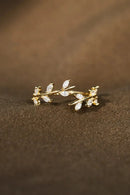 925 Sterling Silver Leaf Open Ring Gold 7