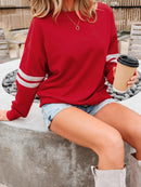 Stripe Round Neck Long Sleeve Sweatshirt