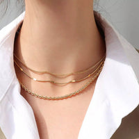18K Gold-Plated Titanium Steel Chain Necklace - 19.7 Inch Length, Stylish & Durable Jewelry - Store 42
