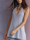 Halter Neck Cami and Shorts Sweater Set Cement Gray