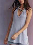 Halter Neck Cami and Shorts Sweater Set Cement Gray