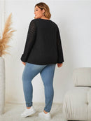 Honey Plus Size Openwork Notched Button Front Blouse - Store 42