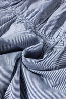 Striped Bubble Sleeve Ruched Babydoll Dress