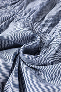 Striped Bubble Sleeve Ruched Babydoll Dress