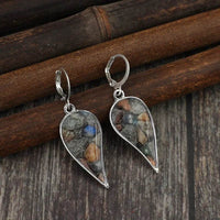 Elegant Natural Stone Dangle Earrings - Alloy and Natural Stone, 1.9 in Length - Store 42