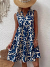 Full Size Printed Notched Sleeveless Mini Dress Plus Size - Store 42