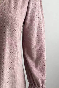 Trendy Eyelet V-Neck Blouse with Flounce Sleeves - Opaque, Highly Stretchy, Lined - 100% Polyester - Store 42