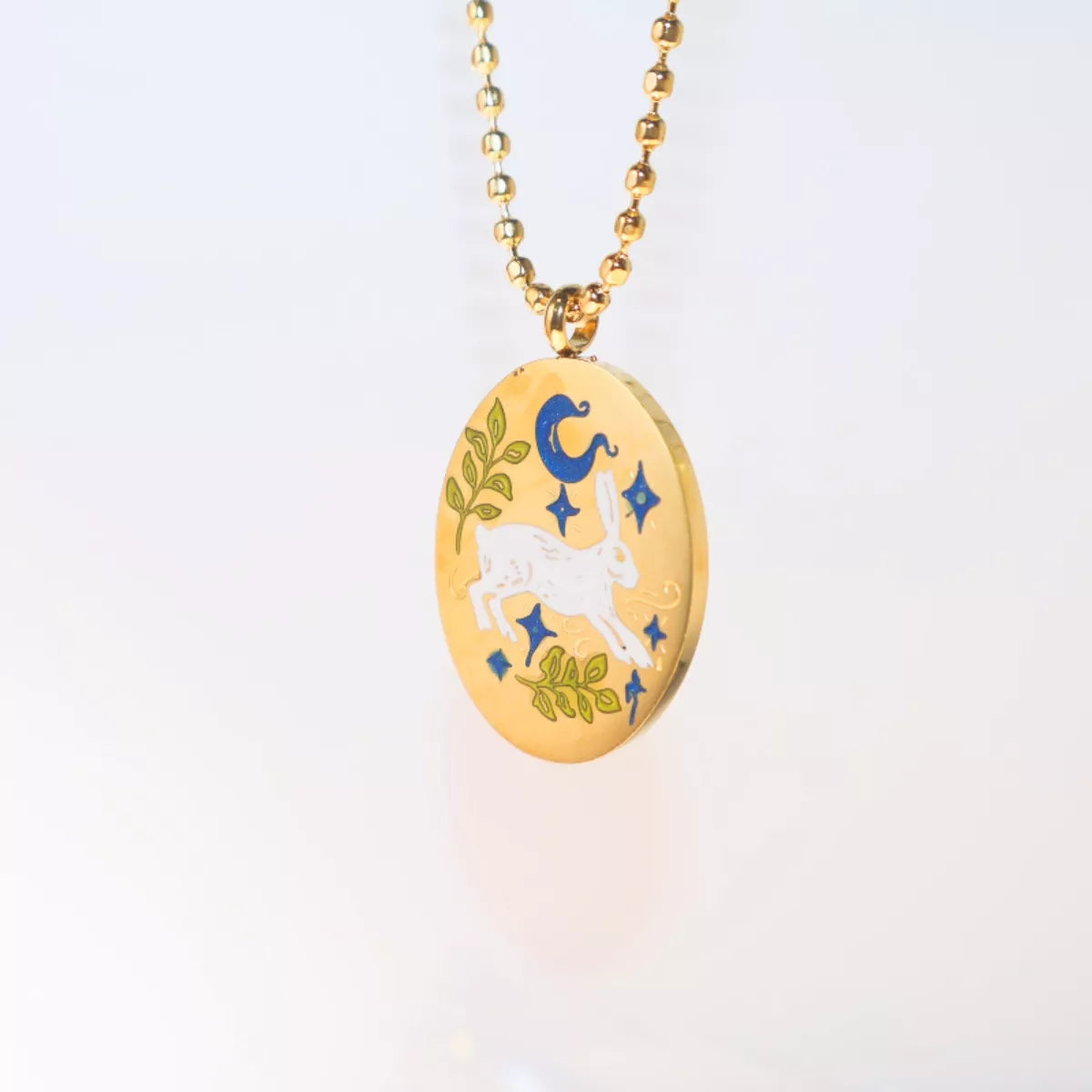 Stainless Steel Pendant Necklace - Platinum-Plated, 18K Gold-Plated, Zircon & Resin Accents