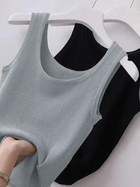 Plus Size Ribbed Knit Scoop Neck Tank Top