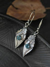 Alloy Rhinestone Leaf Shape Earrings Teal One Size
