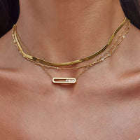 Elegant 18K Gold-Plated Pendant Necklace with Rhinestones - Adjustable Length Options - Store 42