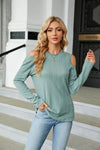 Trendsi Casual Cold-Shoulder Blouse with Long Sleeves and Round Neck - Solid Opaque Design - Store 42