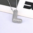 Elegant Copper Inlaid Zircon Letter Pendant Necklace - Platinum-Plated with 16.9 In Chain - Store 42