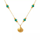 18K Gold-Plated Titanium Steel Crystal Bead Pendant Necklace