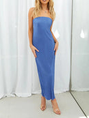 Lace-Up Back Tube Maxi Dress