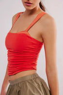 Square Neck Wide Strap Cami Orange