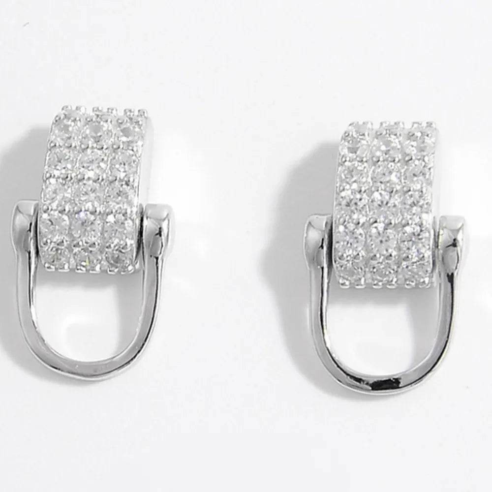 Elegant 925 Sterling Silver Zircon Earrings with Platinum-Plated Finish – Stylish Accessories - Store 42