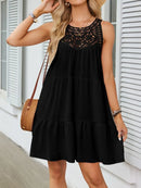Ruffled Hem Lace Sleeveless Dress