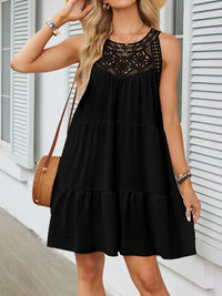 Ruffled Hem Lace Sleeveless Dress