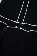 Contrast Scallop Trim Bow Detail Short Sleeve Shift Dress