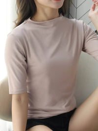 Men's Solid Color Short Sleeve T-Shirt - 100% Polyester, Slightly Stretchy, Imported - Store 42