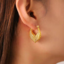 Elegant 18K Gold-Plated Titanium Steel Leaf Shape Earrings - Lightweight & Chic Design - Store 42