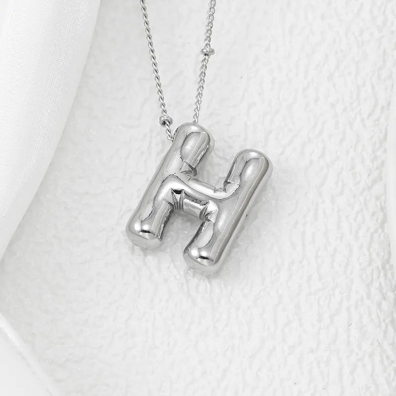 Copper Bubble Letter Pendant Necklace Style H One Size