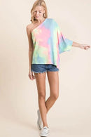 BiBi Tie Dye French Terry One Shoulder Top with Dolman - Store 42