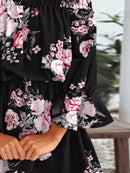 Full Size Floral Off-Shoulder Flounce Sleeve Mini Dress Plus Size - Store 42