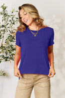 Basic Bae Full Size Round Neck Short Sleeve T-Shirt Plus Size Royal Blue