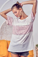 BiBi Triblend Knit with Leopard Block Out Stitching - Store 42