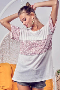 BiBi Triblend Knit with Leopard Block Out Stitching - Store 42