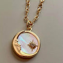 Elegant 18K Gold-Plated Titanium Steel Pendant Necklace with Adjustable Chain and Pearl Shell - Store 42