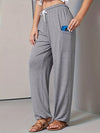 Drawstring Wide Leg Pants with Pockets Grey