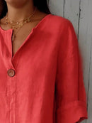 Full Size Casual Notched Drop Shoulder Blouse Plus Size - Store 42
