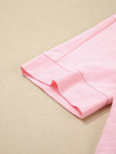 Floral Applique Oversized T-Shirt with Exposed Seams - 65% Polyester 35% Cotton - Store 42