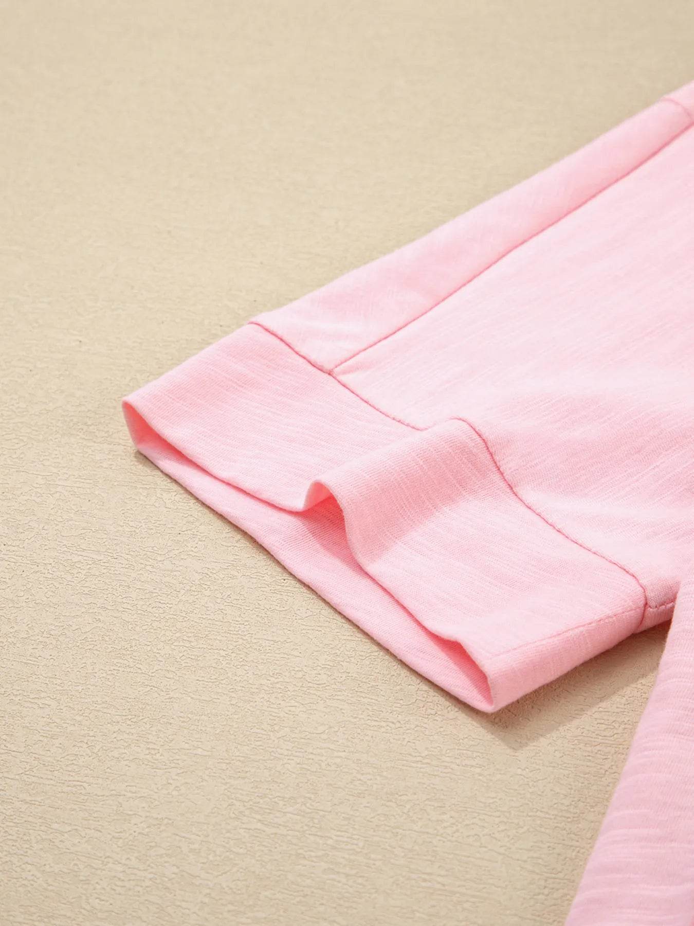 Floral Applique Oversized T-Shirt with Exposed Seams - 65% Polyester 35% Cotton - Store 42