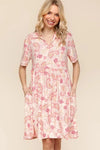 Haptics Fit and Flare Paisley Print Knit Dress Blush