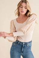 And The Why Textured Puff Sleeve Bodysuit - Store 42