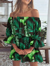 Full Size Floral Off-Shoulder Flounce Sleeve Mini Dress Plus Size - Store 42