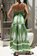 Printed Square Neck Cami and Wide Leg Pants Set