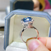 5 Carat Moissanite Halo Engagement Ring Sky Blue