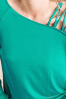 BiBi Jersey Knit One Shoulder Top with Criss Cross - Store 42