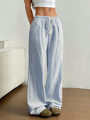 Drawstring Striped Wide Leg Pants