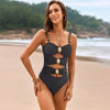 Cutout Ruched Sweetheart Neck One-Piece Swimwear Black