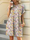 Printed Round Neck Short Sleeve Mini Dress Floral