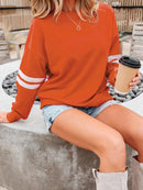 Stripe Round Neck Long Sleeve Sweatshirt