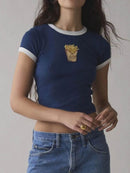 Trendsi Graphic Round Neck Short Sleeve T-Shirt - Slightly Stretchy, Opaque Fabric, 95% Polyester - Store 42