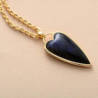 Heart Shaped Labradorite Necklace in Copper with 18K Gold-Plating - 19.7 in Chain - Store 42