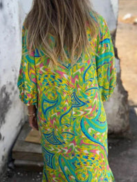 Full Size Printed V-Neck Dress with Pockets Plus Size - Store 42